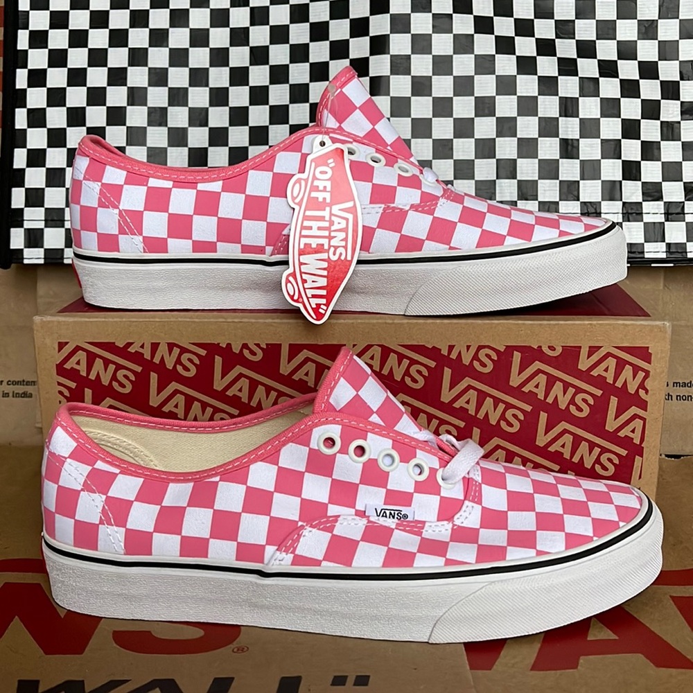 Vans Authentic Checkerboard Pink Lemonade/True White WMNS sneakers - Picture 1 of 16